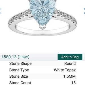 Elegant Sterling Silver Ring With Aquamarine Stone Size 9